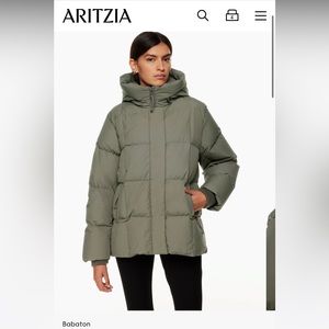 Aritzia Babaton Crown Puffer coat, size small, olive green